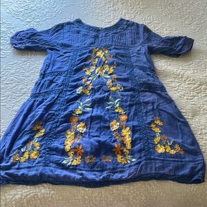 Blue Floral Embroidered Free People Dress